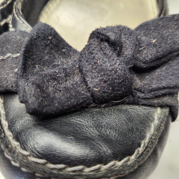 🎊3 FOR $10  AMERICAN EAGLE WOMENS SIZE 8W BLACK WEDGE HEELS WITH BOW ON TOE - Picture 8 of 9